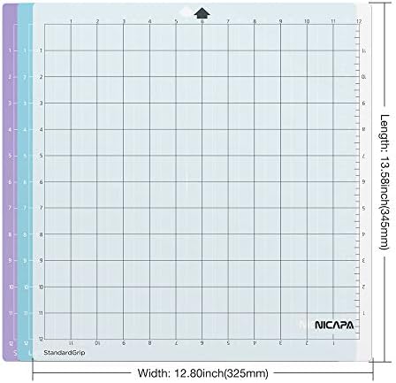 Replacement Cutting Mat for Silhouette(12x12 inch 3pack-Standardgrip、Lightgrip、Stronggrip) Adhesive&Sticky Non-Slip Flexible Square Gridded Cut Mats Set Matts Vinyl Craft Sewing Cloth