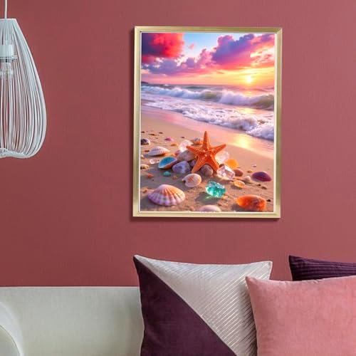 Muzagroo Paint by Numbers Oil Painting Kits for Adults DIY Beach Oil Painting for Beginners Hand Crafts Kits with Brushes and Acrylic Paints 16x20 inches (Beach)