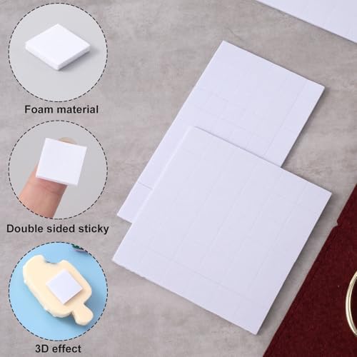 Joez Wonderful 4 Sheets Foam Adhesive Squares, 0.47in & 0.63in, White