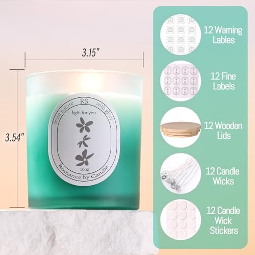REISEN 12 Pcs 10oz Gradient Green Candle Jars for Candle Making Kit