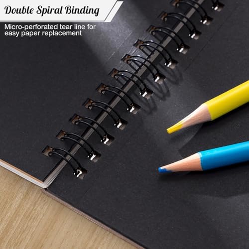 120gsm Sketch Book for Kids, 50 Sheets Spiral Sketch Pad with 24 Pencils