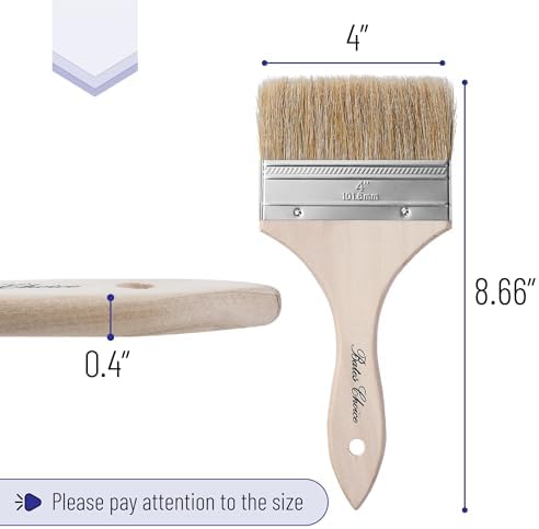 Bates- Chip Brushes, 4 Inch, 24 Pack, 4 Inch Paint Brushes with Ergonomic Wooden Handle, Natural Bristle