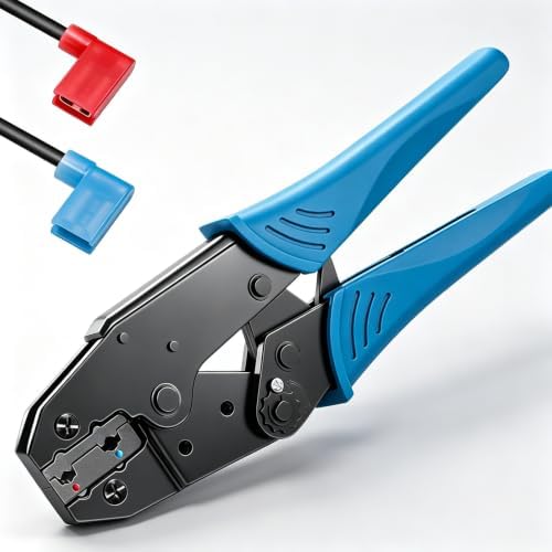 smseace Flag Terminal Crimper AWG 22-14 (0.5-2.5mm²) Electrical Crimping Tool for right angle spade connector Ratchet Terminal Crimper