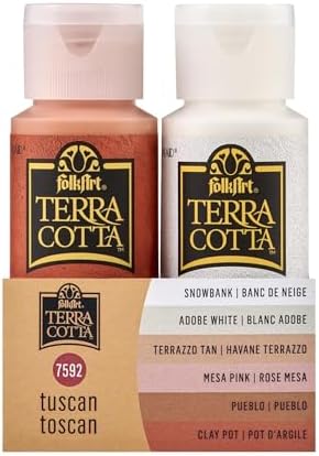 FolkArt Terra Cotta Acrylic Paint Set, Essentials 6 Piece DIY Terra Cotta Acrylic Paint Kit Featuring 6 FolkArt Colors For DIY Indoor & Outdoor Multi-Surface Craft Projects, 7592