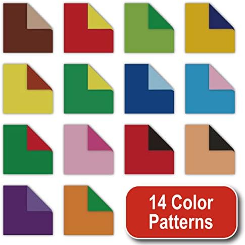[Taro's Origami Studio] Duo (Diffrent Colors On Each Side) Double Sided Standard 6 Inch (15 cm) Kami Paper with 14 Color Change Patterns, 40 Sheets (Made in Japan)