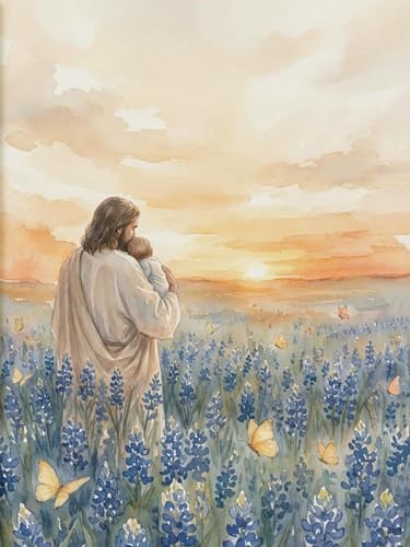 Religion Diamond Art Kits for Adults,Jesus Sea Flowers Diamond Painting