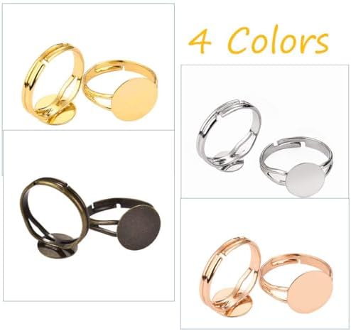 LANBEIDE 40-Pc Adjustable Ring Blanks in 4 Colors for Jewelry Making