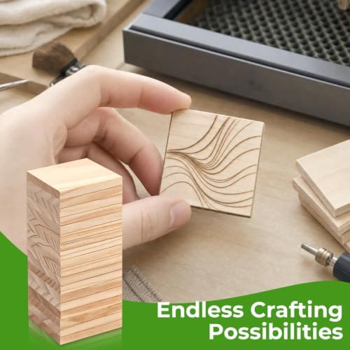 FSWCCK 36 Pcs 2x2 Wood Squares, Smooth Wooden Blanks for Laser Engraving