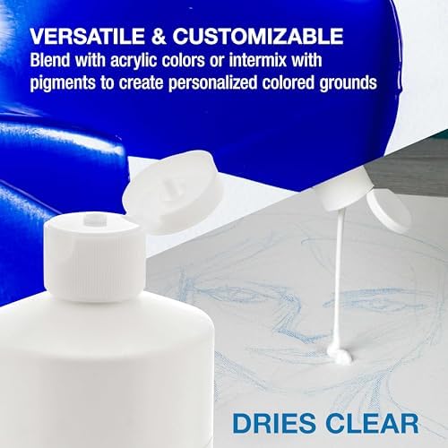 U.S. Art Supply Clear Gesso Primer (16oz) for Oil & Acrylic Painting | Enhances Blending & Canvas Paint Prep - Mixable Clear Gesso Primer for Acrylic Painting