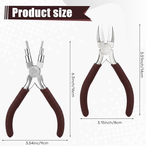 Mudder 2 Pcs Jewelry Making Tool 6 in 1 Bail Making Plier,Brown