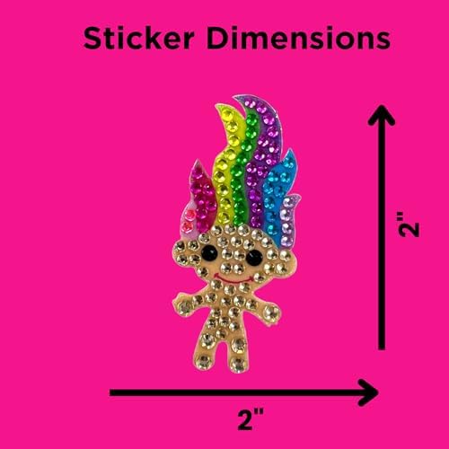 StickerBeans® Rhinestone Stickers Retro Sticker Pack, 2” x 2” Each Unique Sparkly Cut-to-Shape for Collecting, Trading, Decorating Laptops, Phone Cases, Scrapbooks
