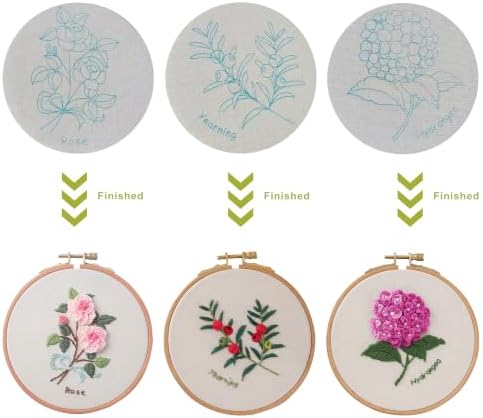 3 Pack Beginner Embroidery Kit for Adults with Tools & Instruction