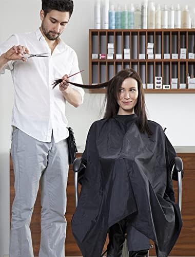 Professional Hair Cutting Cape with Neck Duster Brush, Large Size Salon Barber Cape for Men, Women and Kids(Black)