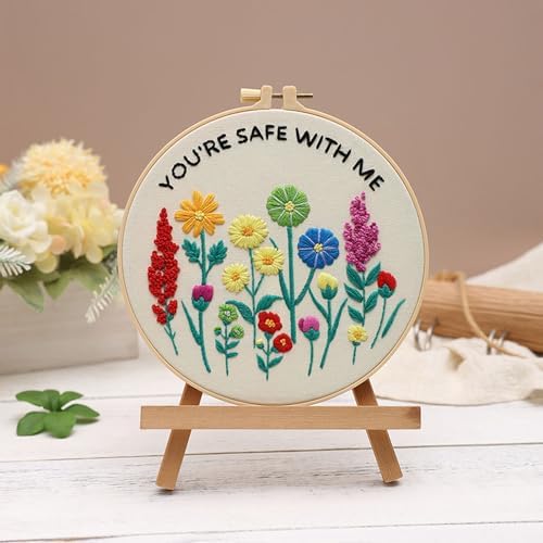 Louise Maelys Embroidery Kit for Beginners, Wildflower Quote DIY Decor