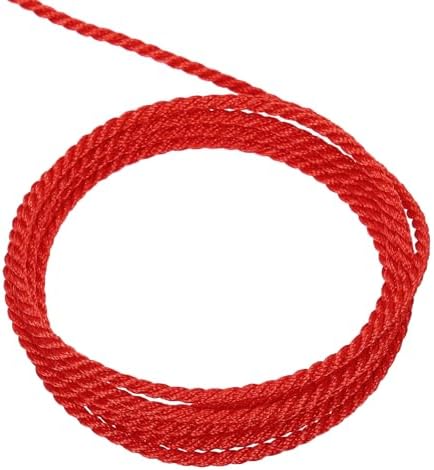 MECCANIXITY Twisted Cord Trim, 11 Yard 1mm 3-Ply Twine Braided Rope Shiny Thread String for Craft Gift Bag Curtain Christmas Decor, Bright Red - 10m