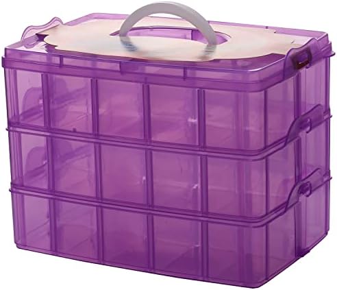Sooyee 3-Tier Bead Organizer, Craft Storage Organizer Box,Purple