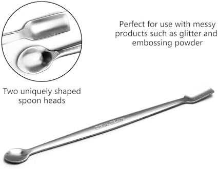 Briartw 5 Pcs Stainless Steel Craft Spoon | Mess-Free Crafting with Dual-Shaped Spoons for Glitter, Embossing Powders, Sequins & Small Embellishments | Silver | 6.7inch Length