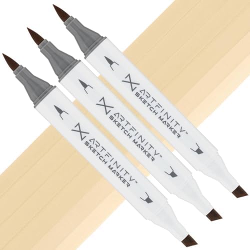 Artfinity Sketch Markers - Set of 3 - Duster White E3-2, Vibrant, Professional, Dye-Based Alcohol Markers for Artists, Drawing, Travel, & More