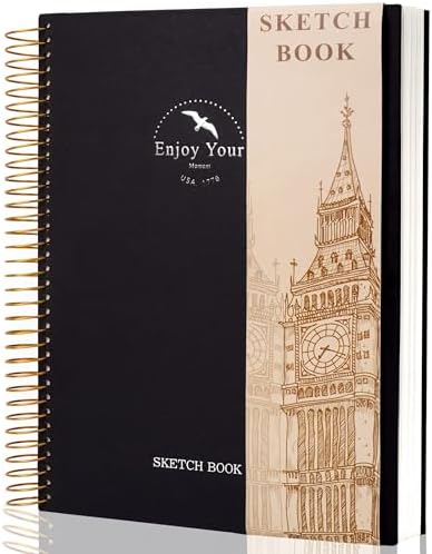 Hardcover Sketchbook for Drawing Spiral Sketch Book for Adult Kids 8.5 x 11 | 100gsm 68lb 120 Sheets Sketch Pad Premium Drawing Book Art Supplie,Black