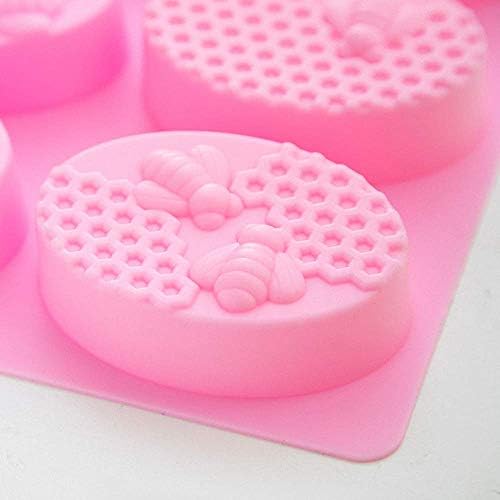3Pcs/Set Honey Bee Silicone Soap Molds, 3D Bee Honeycomb Chocolate Candy Molds Silicone Oval Molds Beehive Cake Baking Pan Homemade Craft Beeswax Bath Bomb Lotion Bars Mold