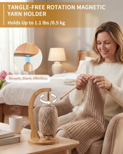 SPEENSUN Magnetic Yarn Holder for Crocheting, Large, Natural