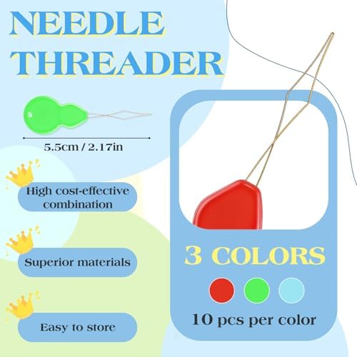 FTEVEN Needle Threaders, 30Pcs Needle Threaders for Hand Sewing