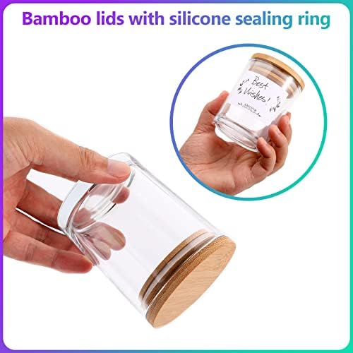 SAEUYVB 20 Pcs 6 oz Clear Glass Candle Jars with Bamboo Lids