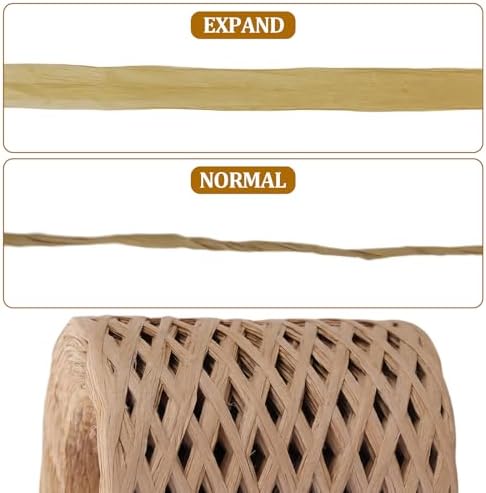 218 Yards Raffia Ribbon, Light Brown Raffia Yarn,Packing Paper String for Gift Wrapping, Christmas Crafts and DIY Decoration