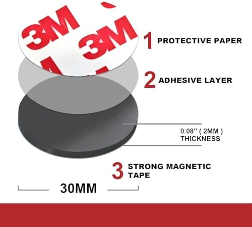 Round Magnet Sticker with Self Adhesive Backing,120Pcs Magnetic Dots Circle 1.2",Thickness 80Mil Sticky Magnet,Peel and Stick Sticker Magnets Cards/Picture/Poster/Crafts on Fridge/Classroom