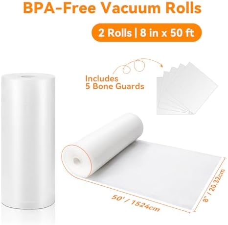 Wevac Vacuum Sealer Bags for Food 8x50 2 Rolls, Fit Food Saver Machines