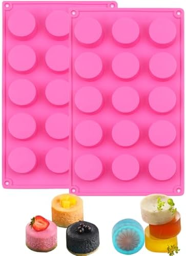 BAKER DEPOT 15 Holes Cylinder Silicone Mold For Handmade soap Chocolate jelly Pudding DIY Resin Mould Hole Dia: 1.5 inch Vol: 20ml Set of 2