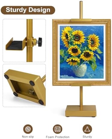 Adjustable Tabletop Easel Stand, Gold 17" H Easels for Display