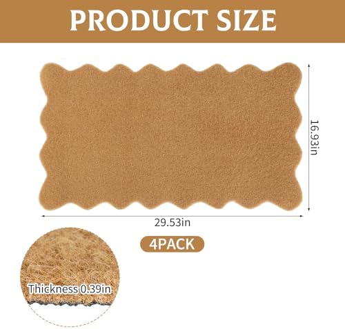 4 Pack Artificial Coir Doormats Scalloped 17 x 30 Inch, Blank Door Mats for Crafting with Non Slip Rubber Backing, Personalized Welcome Mat for DIY Painting, Entryway Porch Indoor Outdoor Door Rugs