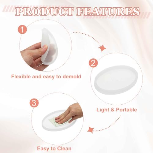 MECCANIXITY 2 Pcs Coaster Silicone Casting Mould, 8.8x5.7cm/3.52x2.28in Oval Shape Epoxy Casting Resin Mould Tools for Resin Coaster Home Decor DIY Craft Handmade Colorful Amber Handicraft