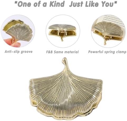 Ginkgo Leaf Metal Binder Clip, Vintage Gold Book Clip for Journals