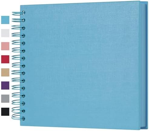 potricher 8 x 8 Inch DIY Scrapbook Album 80 Pages with Kraft Paper, Blue | Thick Kraft Paper Scrap Book Photo Albums, Memory Book for Wedding, Anniversary, Baby, Family, Travel, DIY Projects