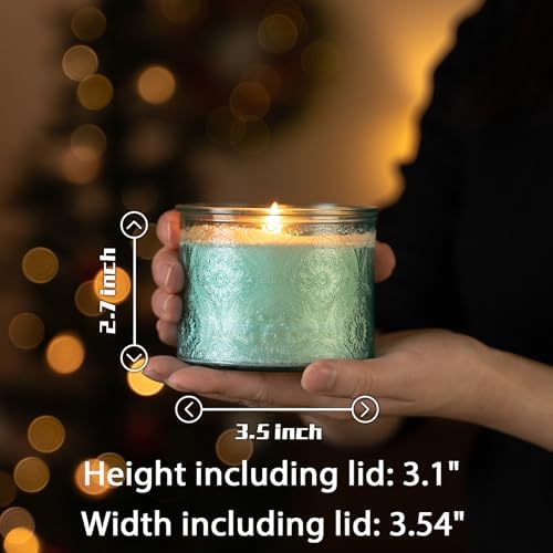10 oz Blue Mandala Glass Candle Jars with Bamboo Lids, 9 Pack