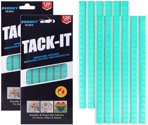 Feosky Adhesive Poster Sticky Tack Putty, Reusable and Removable Adhesive Putty, Mounting Putty for displaying Wall Paintings, Picture, Decoration, Crafts (Green, Pack of 2)