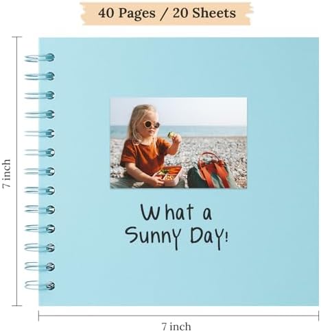 Scrapbook Photo Album 7"x7" 20 Sheets 40 Pages Hardcover Kraft Paper Khaki