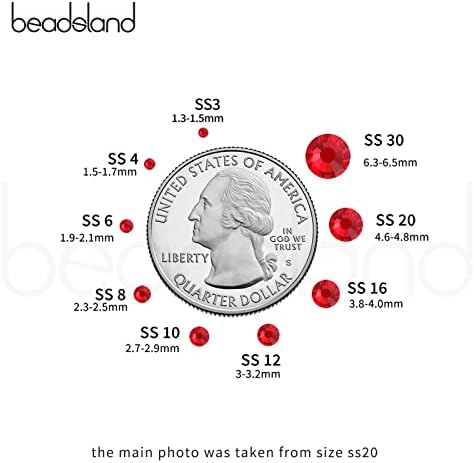 Beadsland Hotfix Rhinestones Bulk, Siam, SS16, 14400pcs