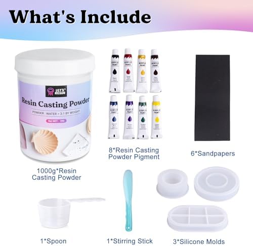 LET'S RESIN Resin Casting Powders Starter Kit,1000g Fast Cured Resin Powder