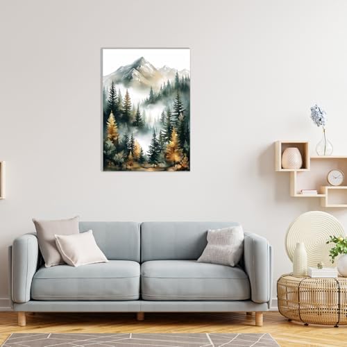 MAXBYE Forest Paint by Numbers Kit for Adults with Frame and Wooden Easel, Easy Painting Numbers Art Kits with Frame on Canvas, DIY Acrylic Painting Kit for Gift Home Wall Garden Decor 10×14 in