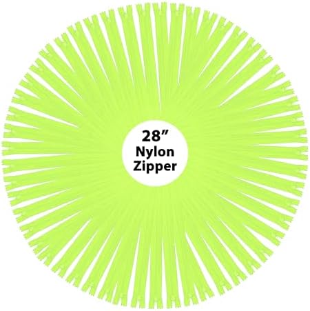 Mandala Crafts 40 PCs Lime Green Closed-End 28 in Nylon Zippers for Sewing