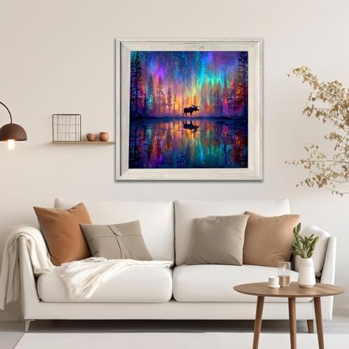 APTDYIGL 5D Fantasy Landscape Diamond Painting Kits for Adults Beginner,DIY Forest Deer Diamond Art Kits for Adults,Round Full Drill Diamond Dots with Gem Art Kits,Home Wall Decor 13.7X13.7inch