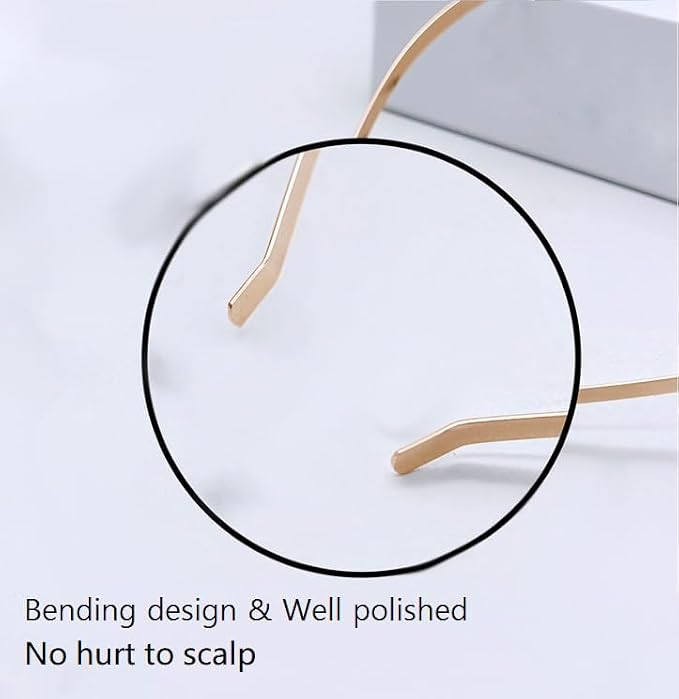 Generic 6 Size Thin Metal Headbands Set, Gold DIY Hairband Bases for Women & Girls, 6 Count