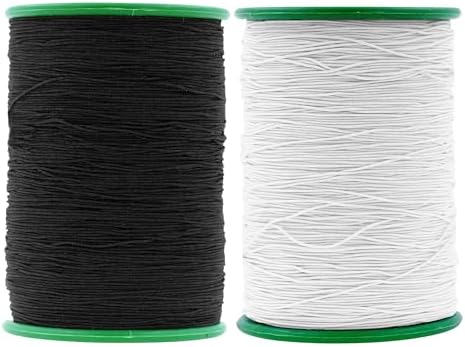 Mandala Crafts 0.6mm Black White Shirring Sewing Elastic Thread 1092 Yds