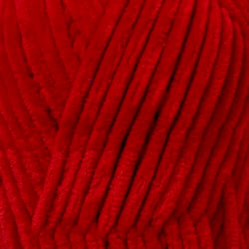 Velvet Lux Chenille Super Soft Chunky Yarn for Knitting and Crochet 2X 100g / 3.52oz (Red, 2 Pack)