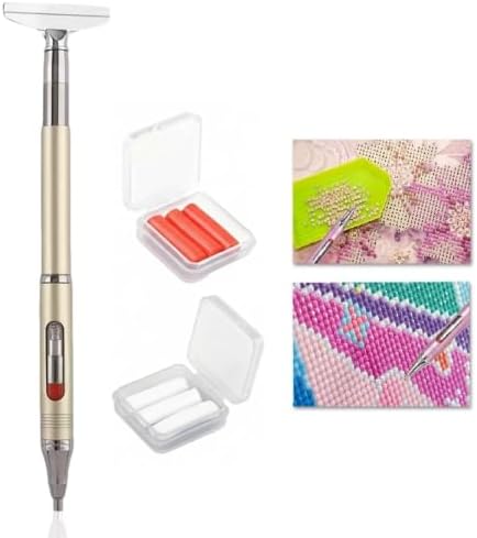Diamond Art Painting Pen, Automatic Refillable Wax Rhinestone Picker with Metal Scraper Head, Dual-Ended DIY Embroidery Accessories for Diamond Art, Nail Art & Crafts