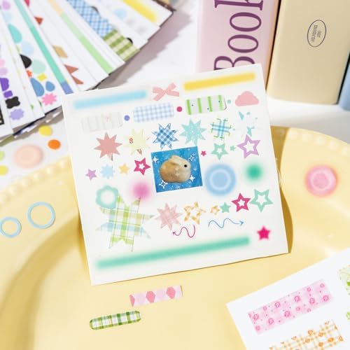 PRSTINCOL Cute Sticker Book, 30 Sheets Journaling and Scrapbooking Stickers, Letter and Decorative Self-Adhesive Stickers for Happy Planner, Scrapbook (Light Pink)