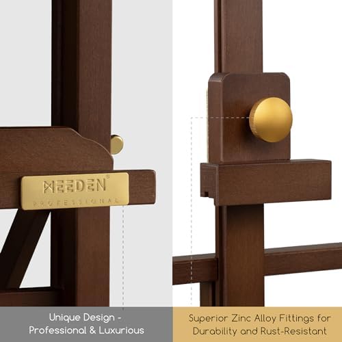 MEEDEN PRO Large Tabletop Painting Easel - Assembly-Free Desktop Art Easel for Canvas Up to 27.5" - H Frame Adjustable Beech Wood Stand Easel for Painting